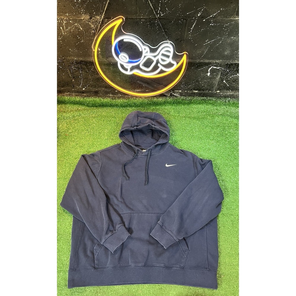 Vintage Nike Essentials Y2K Blue Mens Hoodie Sweatshirt Size XL Fleece Club